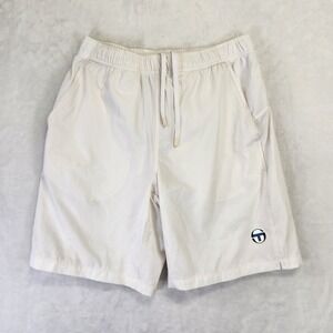 Sergio Tacchini Court Mens White Tennis Athletic Shorts Size Small Drawstring